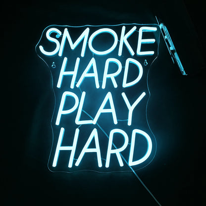 Smoke Hard Play Hard 5V USB LED Neonskilt - Prisvenligt