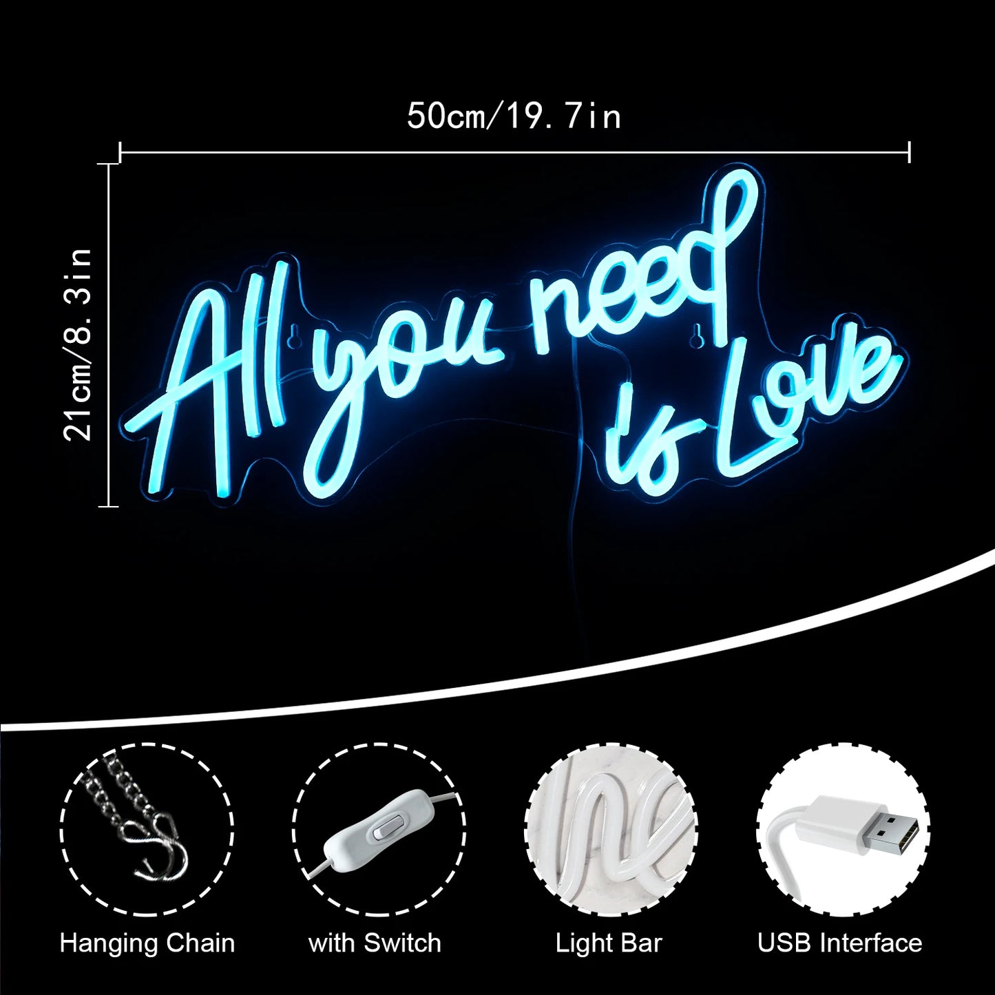 All Your Need Is Love 5V Mini USB  LED Neon Sign - Budget-Friendly