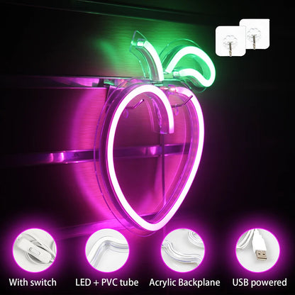 Peach 5V Mini USB LED Neon Sign - Budget Friendly