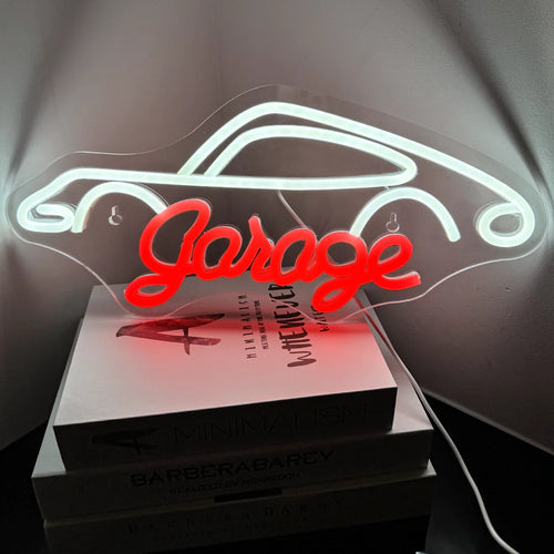 Garage – Silueta de coche – cartel de neón LED (5 V USB)