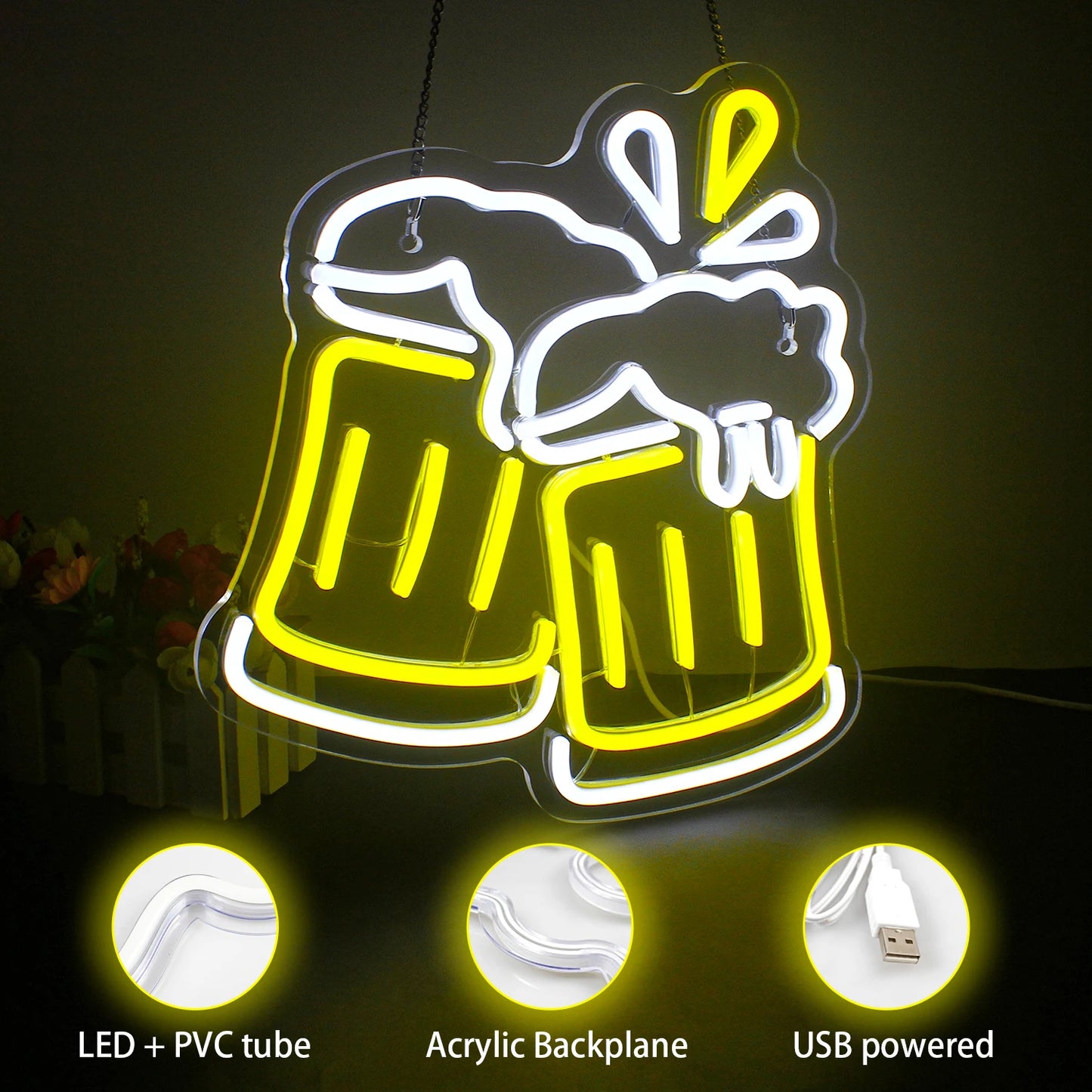 Beer Cheers 5V Mini USB  LED Neon Sign - Budget Friendly