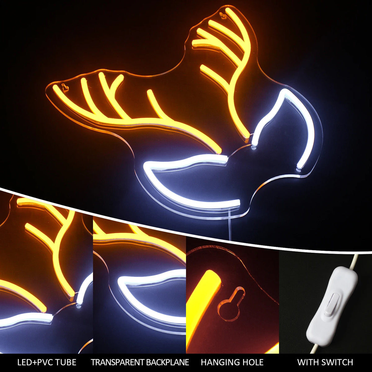Veselé Vánoce 5V Mini USB LED neonový nápis – cenově dostupný