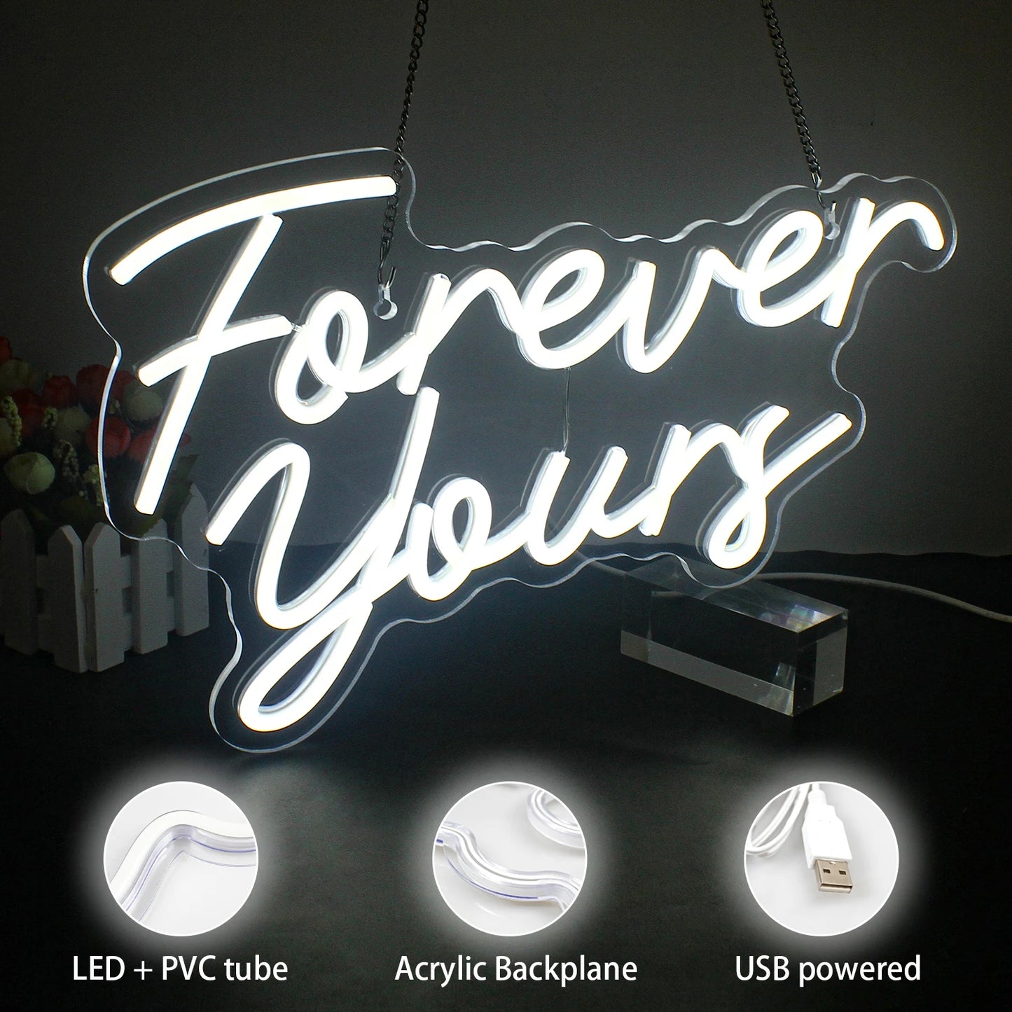 Forever Yours 5V Mini USB LED Neon Sign - Budget Friendly