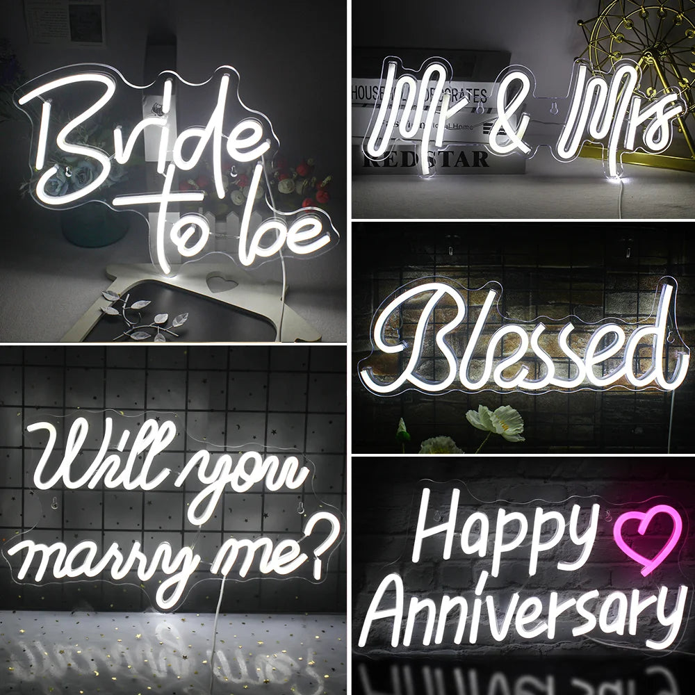 „O placă elegantă cu neon cu LED concepută pentru decorul nunții, cu expresia „Happily Ever After” într-un font cursiv frumos.