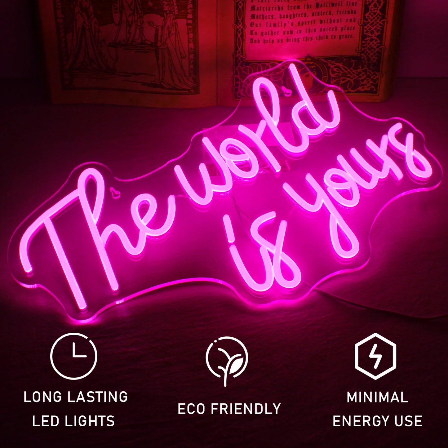 The World Is Yours 5V Mini USB  LED Neon Sign - Budget Friendly