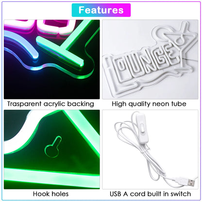 Cocktails Lounge 5V Mini USB LED Neon Sign - Budget Friendly