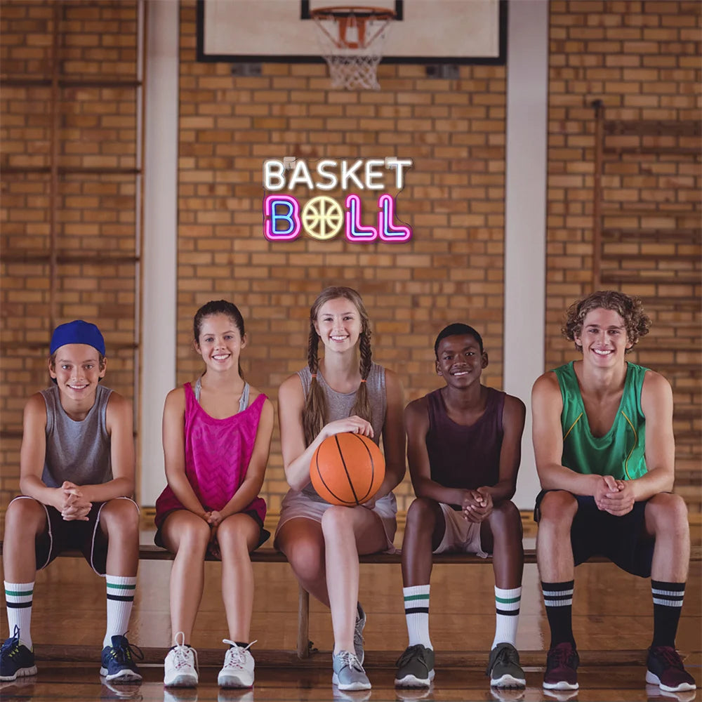 BASKET BALL – Pallone da basket al posto della A in BALL – insegna al neon LED (5 V USB)