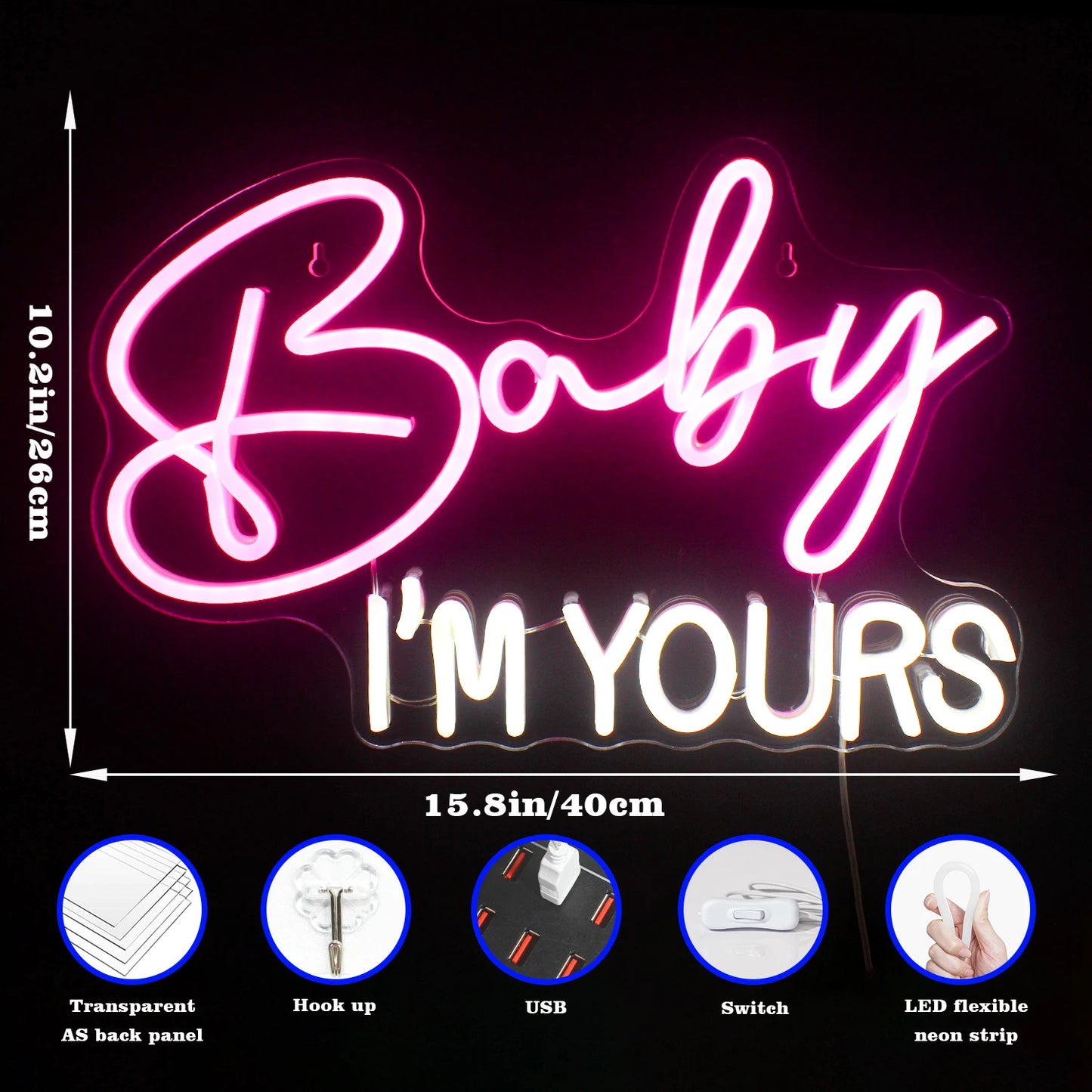 Baby Im Yours 5V Mini USB LED Neon Sign - Budget Friendly