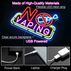 NO VAPING – Διαγραμμένο ηλεκτρονικό τσιγάρο – επιγραφή LED νέον (5 V USB)