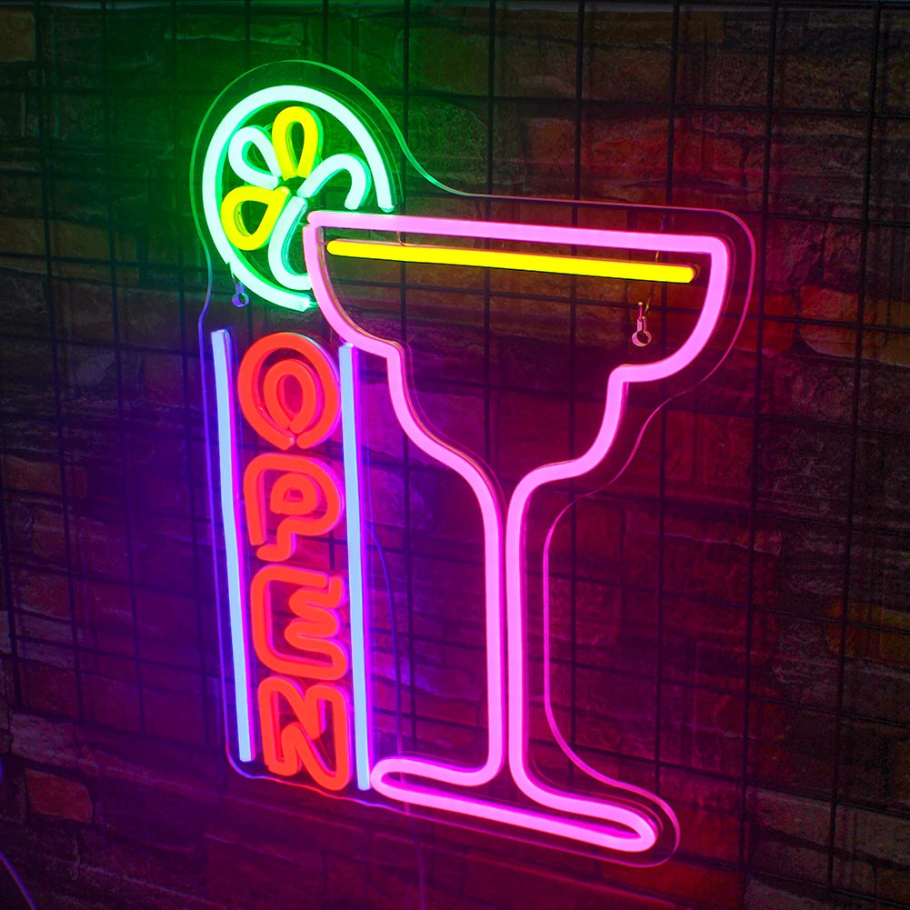 Cocktails Open 5V Mini USB LED Neon Sign - Budget Friendly