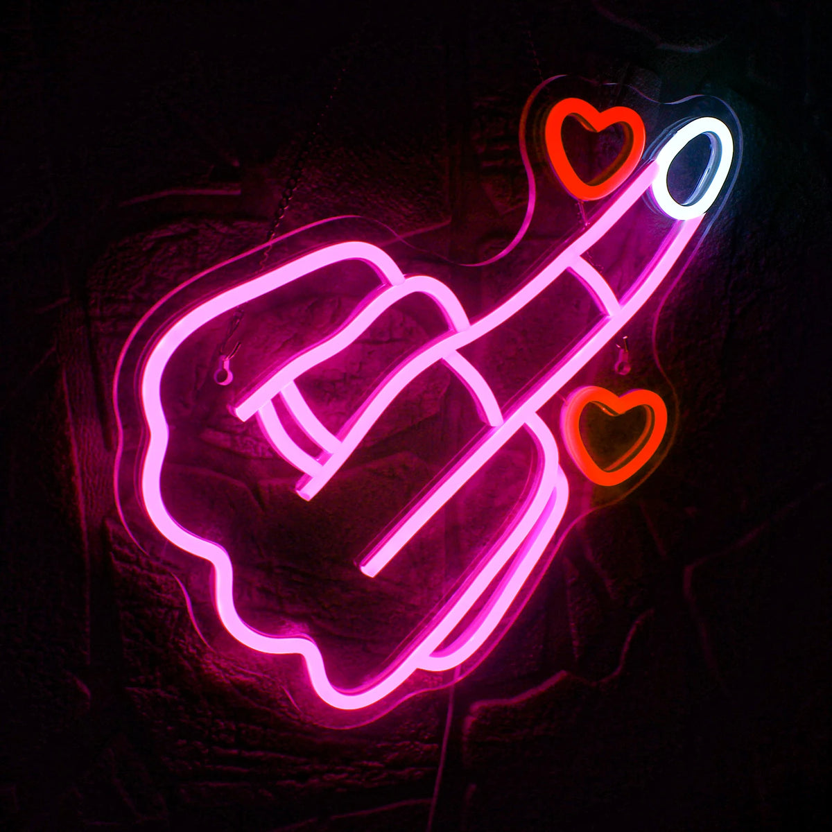 Middelvinger en twee hartjes – LED-neonbord (5 V USB)