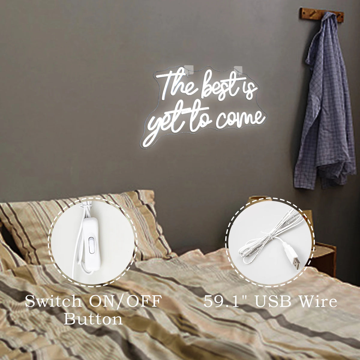 The Best is Yet to Come – LED neonski natpis (5 V USB)