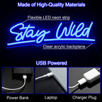 Stay Wild – LED-Neon-Schriftzug (5 V USB)