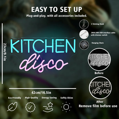  Kitchen Disco 5V Mini USB LED Neon Sign - Budget Friendly