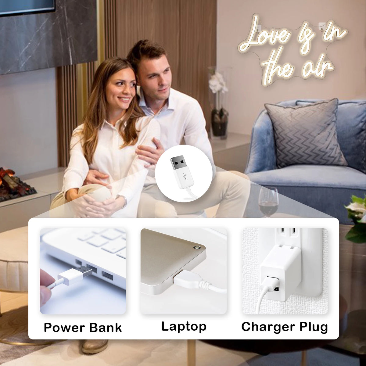 Love is in the air – néon LED (5 V USB)