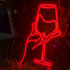 Pahar de vin roșu – reclamă luminoasă neon LED (5 V USB)