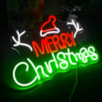 MERRY Christmas – Bonnet de Noël et bois de renne – néon LED (5 V USB)