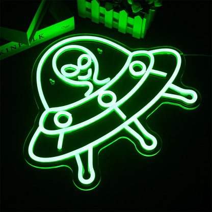 Green Alien 5V Mini USB LED Neon Sign - Budget Friendly