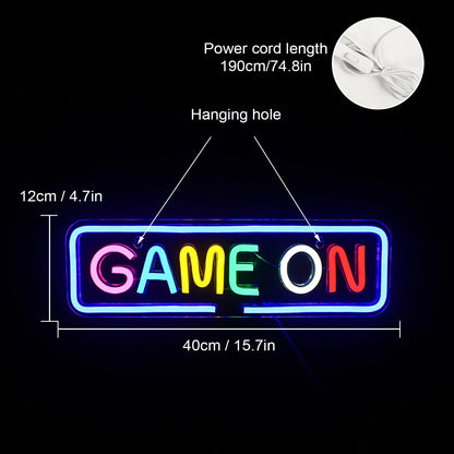 Game On 5V Mini USB LED Neon Sign - Budget Friendly