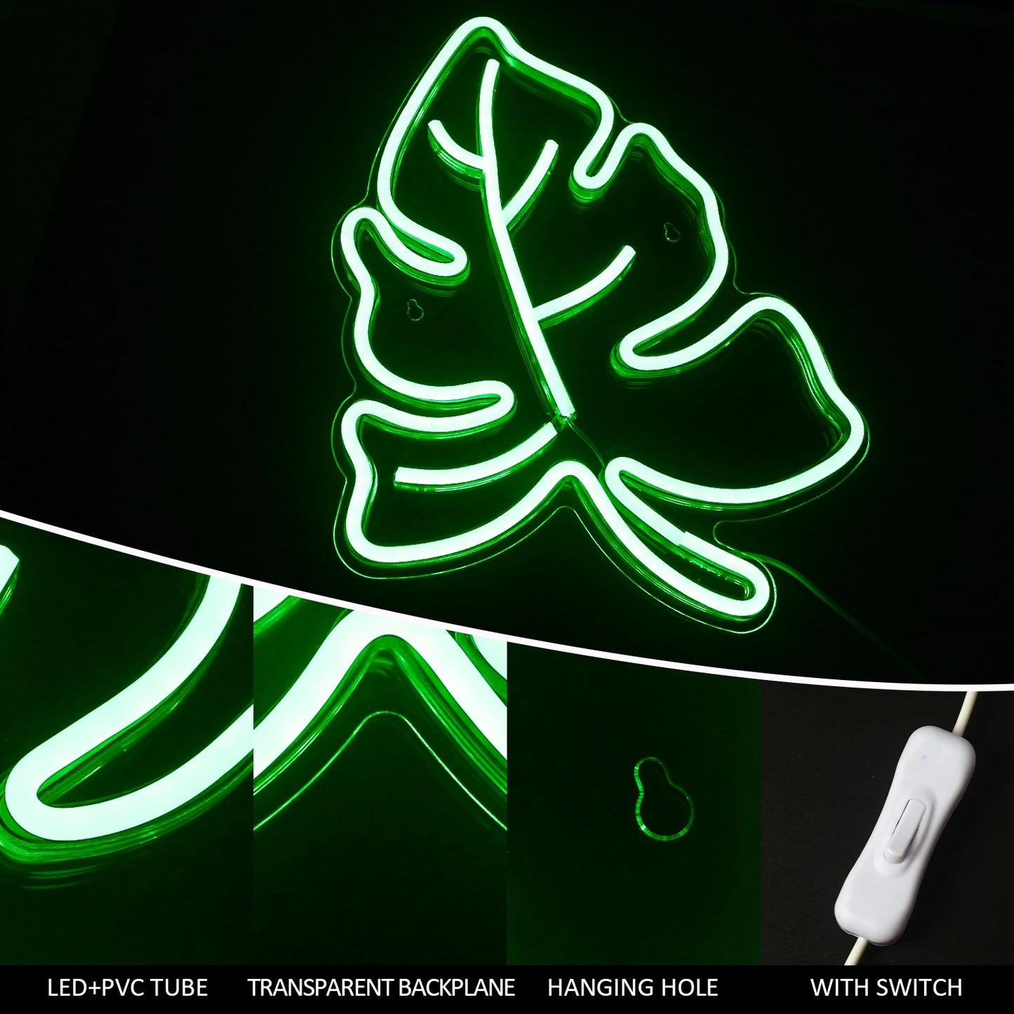 Green Leaf 5V Mini USB LED Neon Sign - Budget Friendly