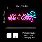 SAVE A HORSE Ride a Cowboy – Kaubojiška skrybėlė – LED neoninė iškaba (5 V USB)