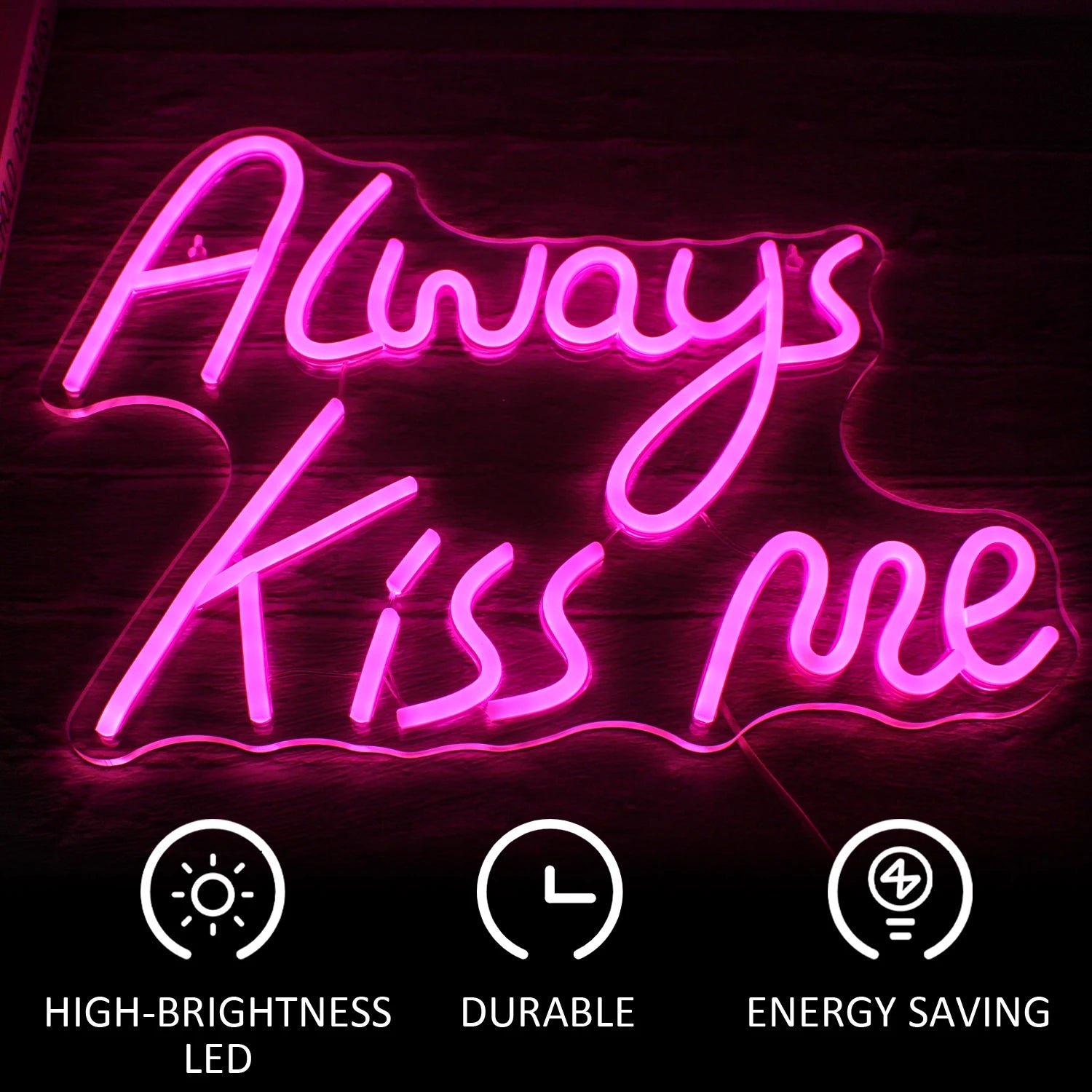 Insegna al neon LED USB 5V rosa "Baciami sempre" - Economica