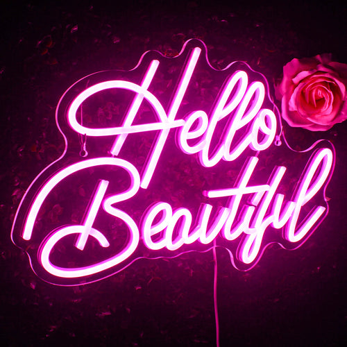 Hello Beautiful – LED neónová reklama (5 V USB)