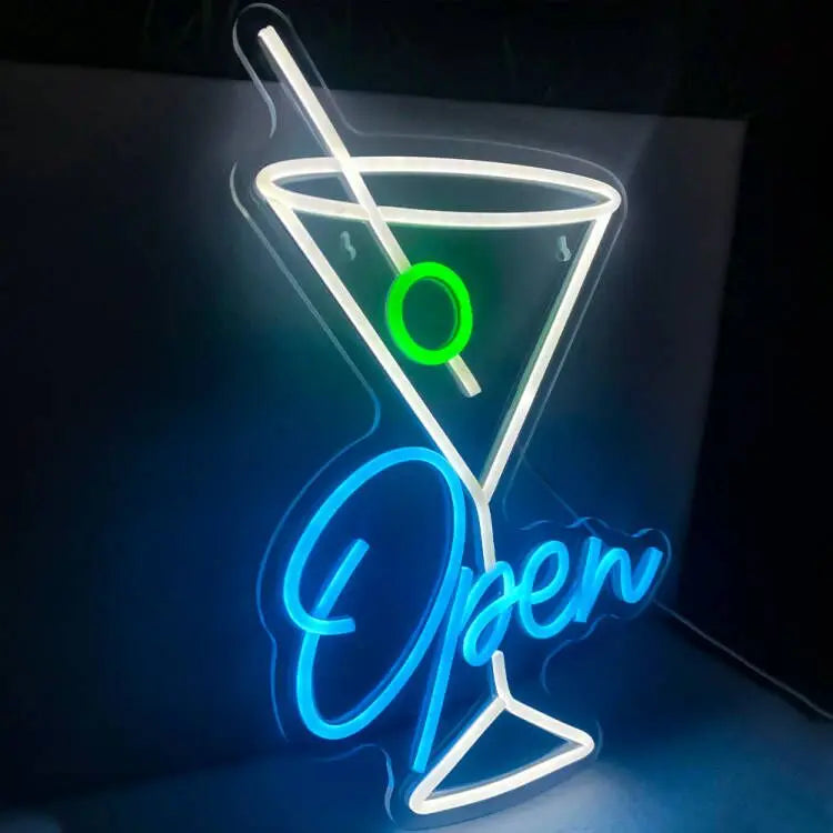 Open Wine Glass 5V Mini USB LED Neon Sign - Budget Friendly