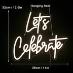 Let's Celebrate 5V USB LED Neon Sign - Budget Friendly