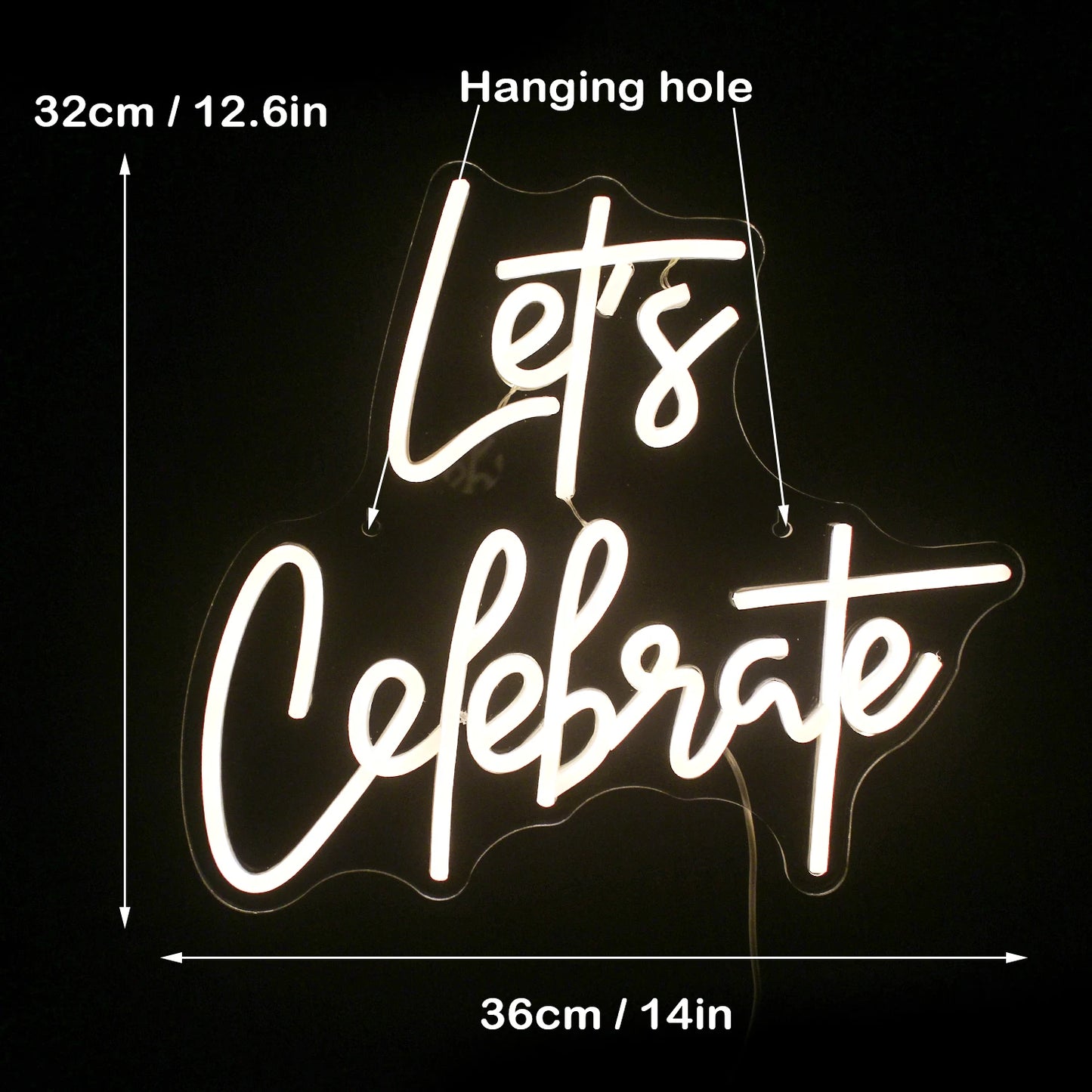 Let's Celebrate 5V Mini USB  LED Neon Sign - Budget Friendly