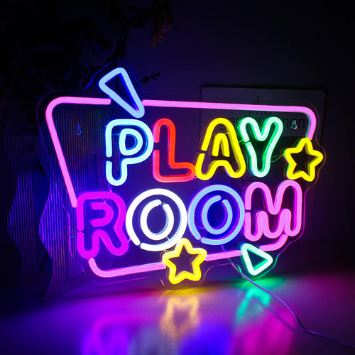 PLAY ROOM – Stele și accente geometrice – semn luminos neon LED (5 V USB)