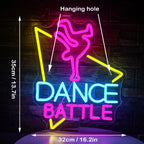 DANCE BATTLE – Táncos és háromszög körvonala – LED-neon felirat (5 V USB)