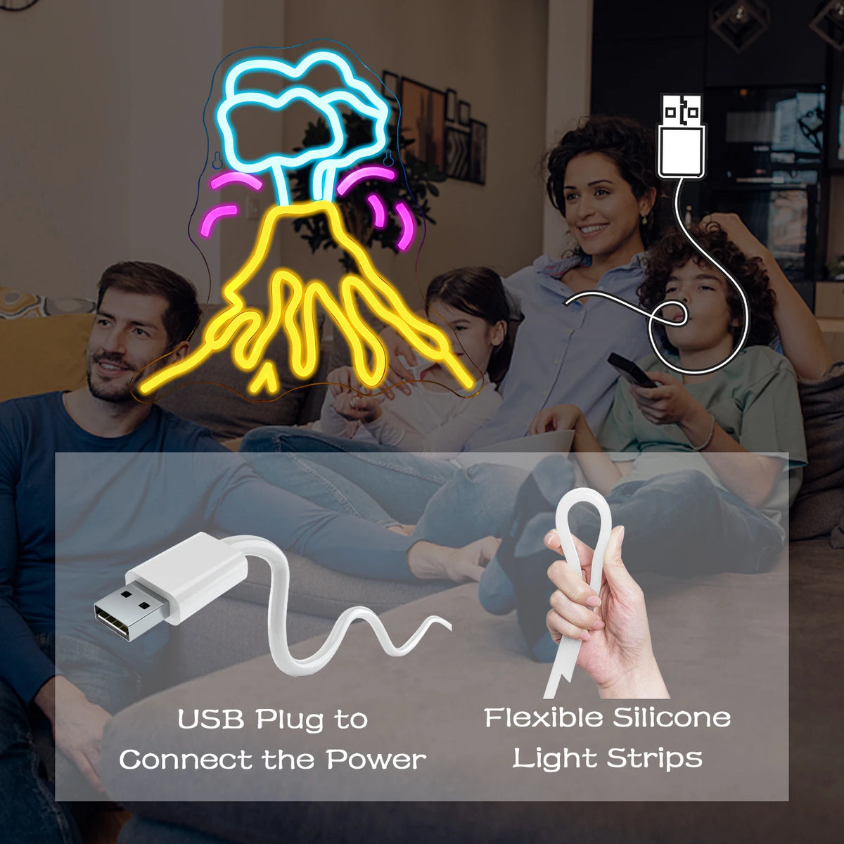 Volcán – neón LED (5 V USB)