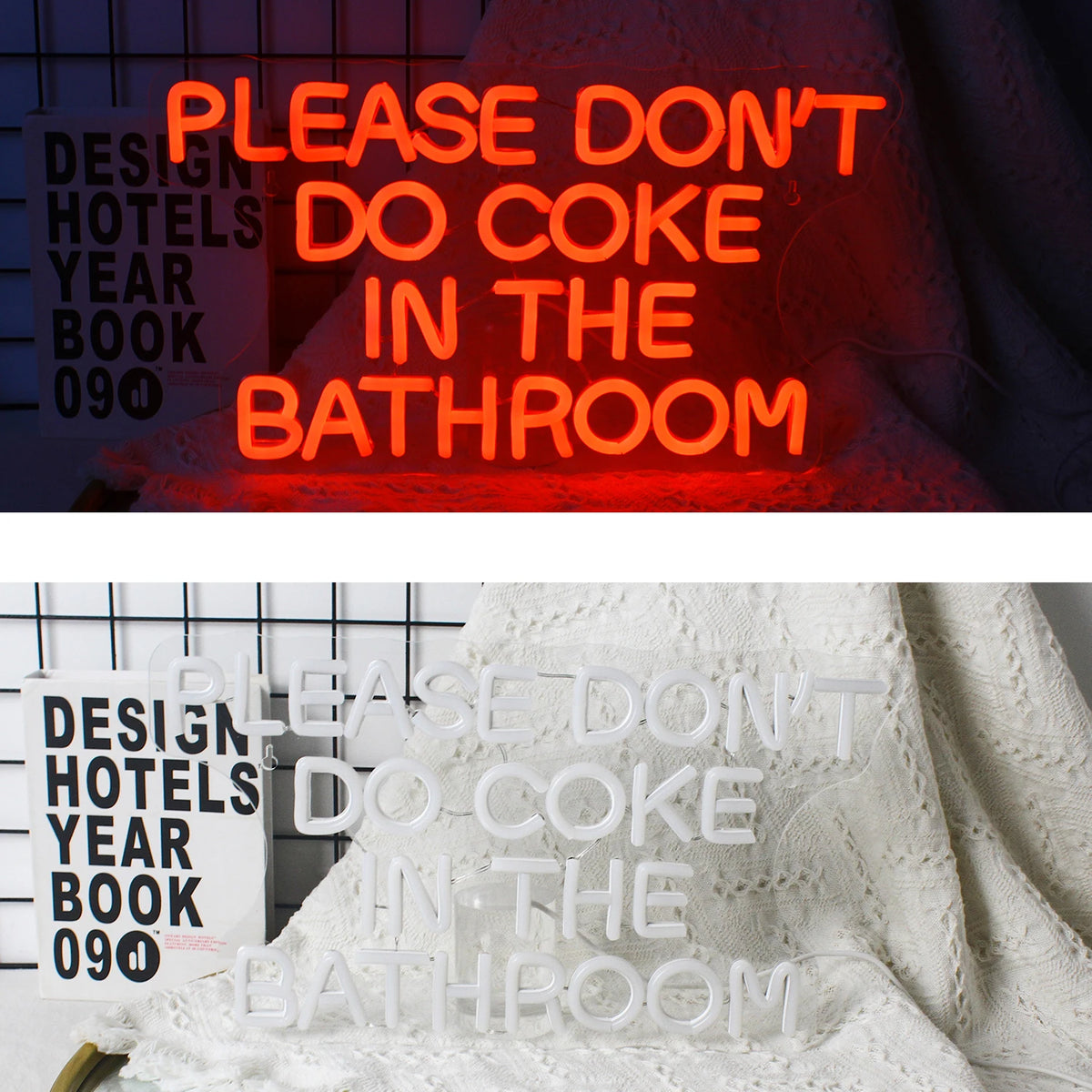Please Don't Do Coke in the Bathroom – LED-neon felirat (5 V USB)