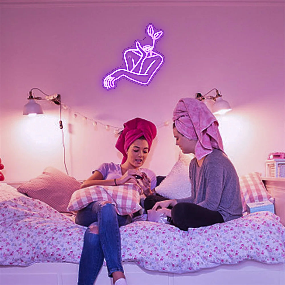 Woman Line Art 5V USB LED Neon Sign - Budget Friendly
