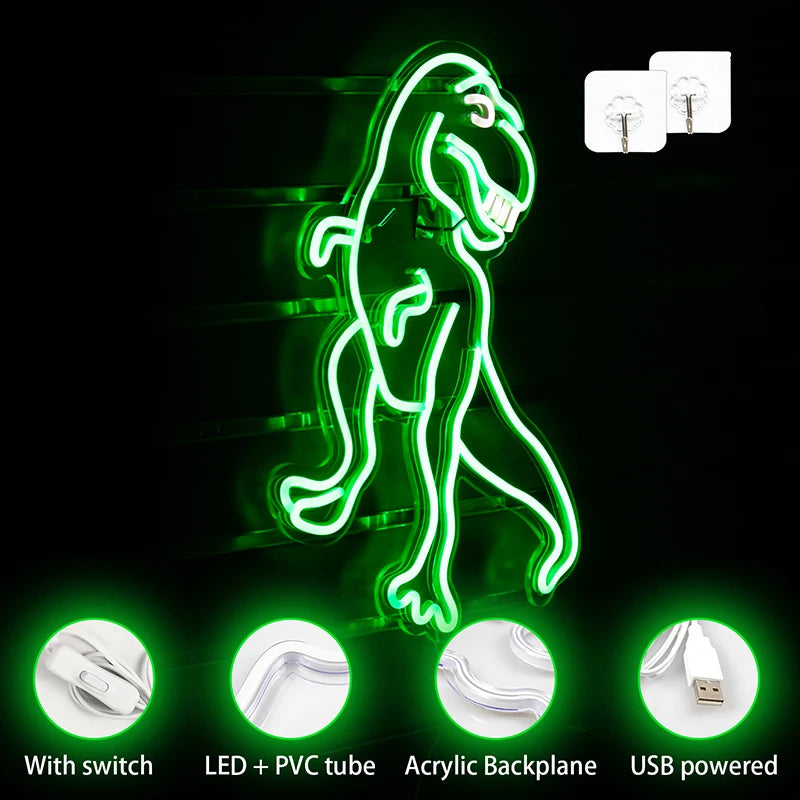 Ineonlife Funny Dinosaurs 5V Mini USB LED Neon Sign - Budget Friendly