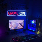 GAME ON – Lekerekített téglalap alakú keret – LED-neon felirat (5 V USB)