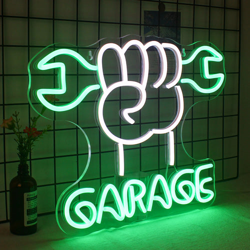 GARAGE – Dłoń z kluczem płaskim – napis LED (5 V USB)