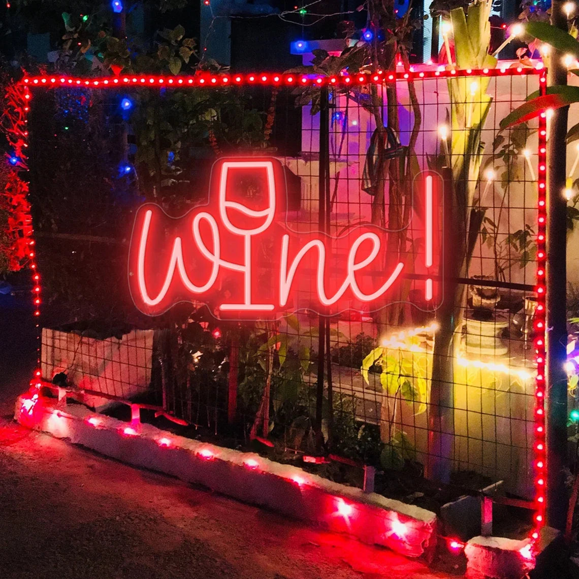 Wine – Verre à vin à la place du i – enseigne néon LED (5 V USB)