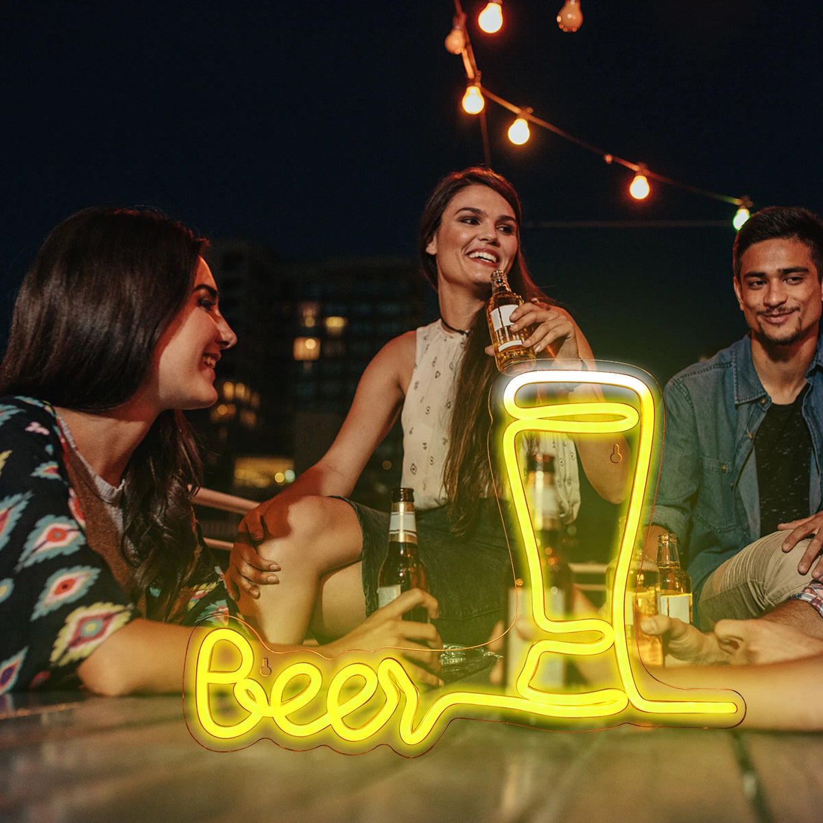 Beer – Hoog bierglas – LED-neonreclame (5 V USB)