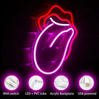 Letrero de neón LED mini USB de 5 V con labios rojos y lengua grande, atractivo y económico.