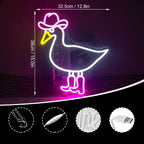 Canard cowboy rose et blanc – néon mural LED (5 V USB)