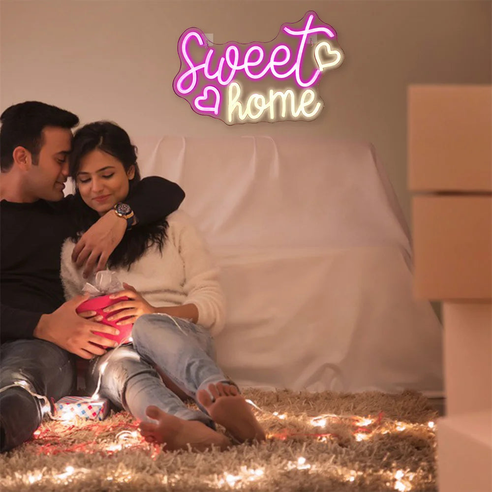Sweet home – Hjerter – LED-lysskilt (5 V USB)