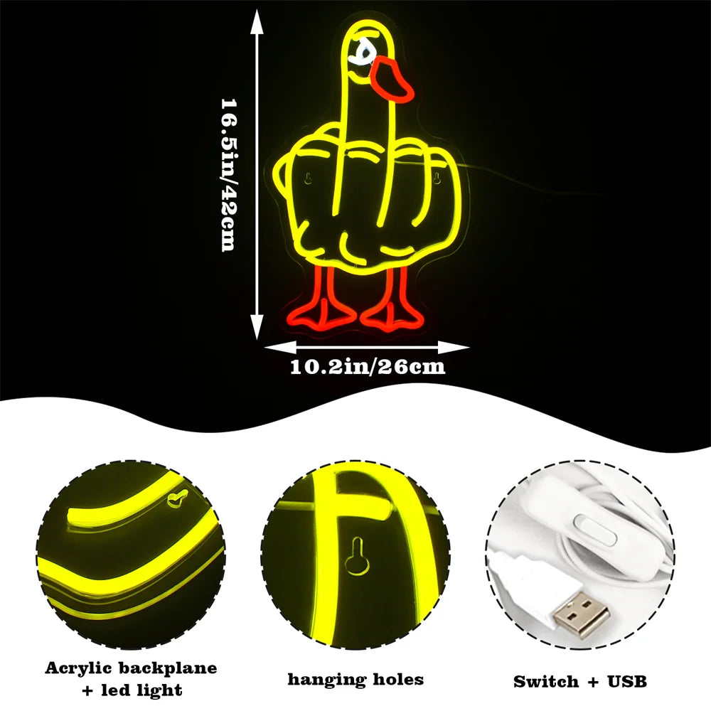 Canard – néon mural LED (5 V USB)