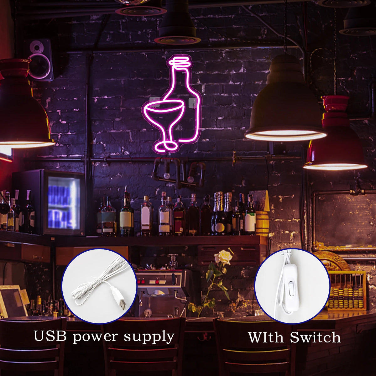 Sklenice na víno 5V USB LED světelný nápis - Cenově dostupné