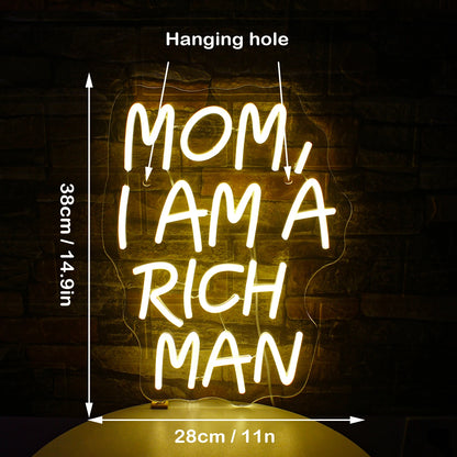 Mom I Am A Rich Man 5V Mini USB LED Neon Sign - Budget Friendly