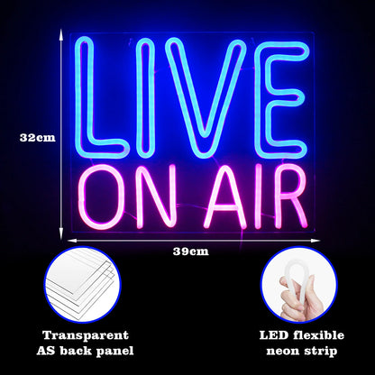 Live On Air 5V Mini USB LED Neon Sign - Budget Friendly