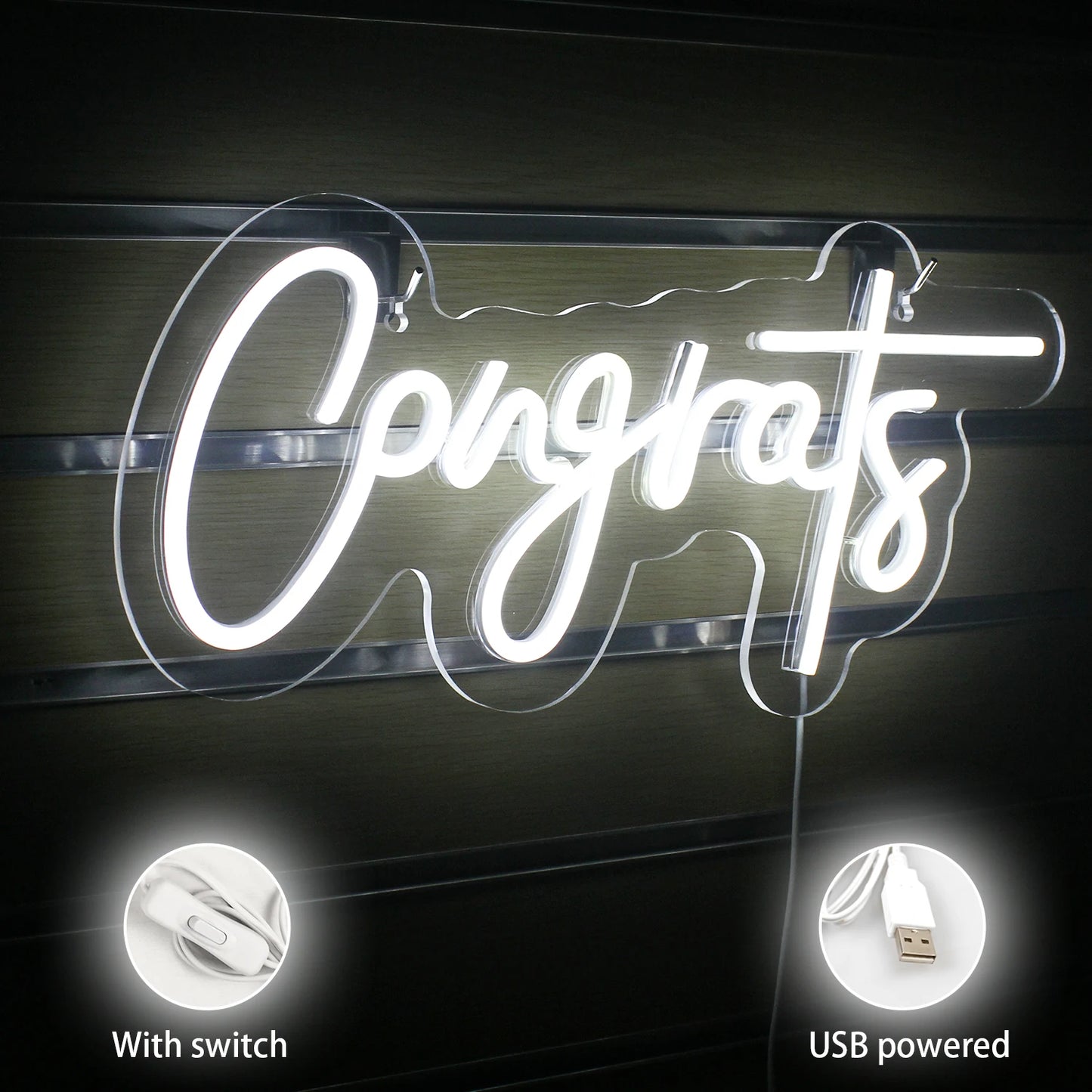 Congrats 5V Mini USB LED Neon Sign - Budget Friendly