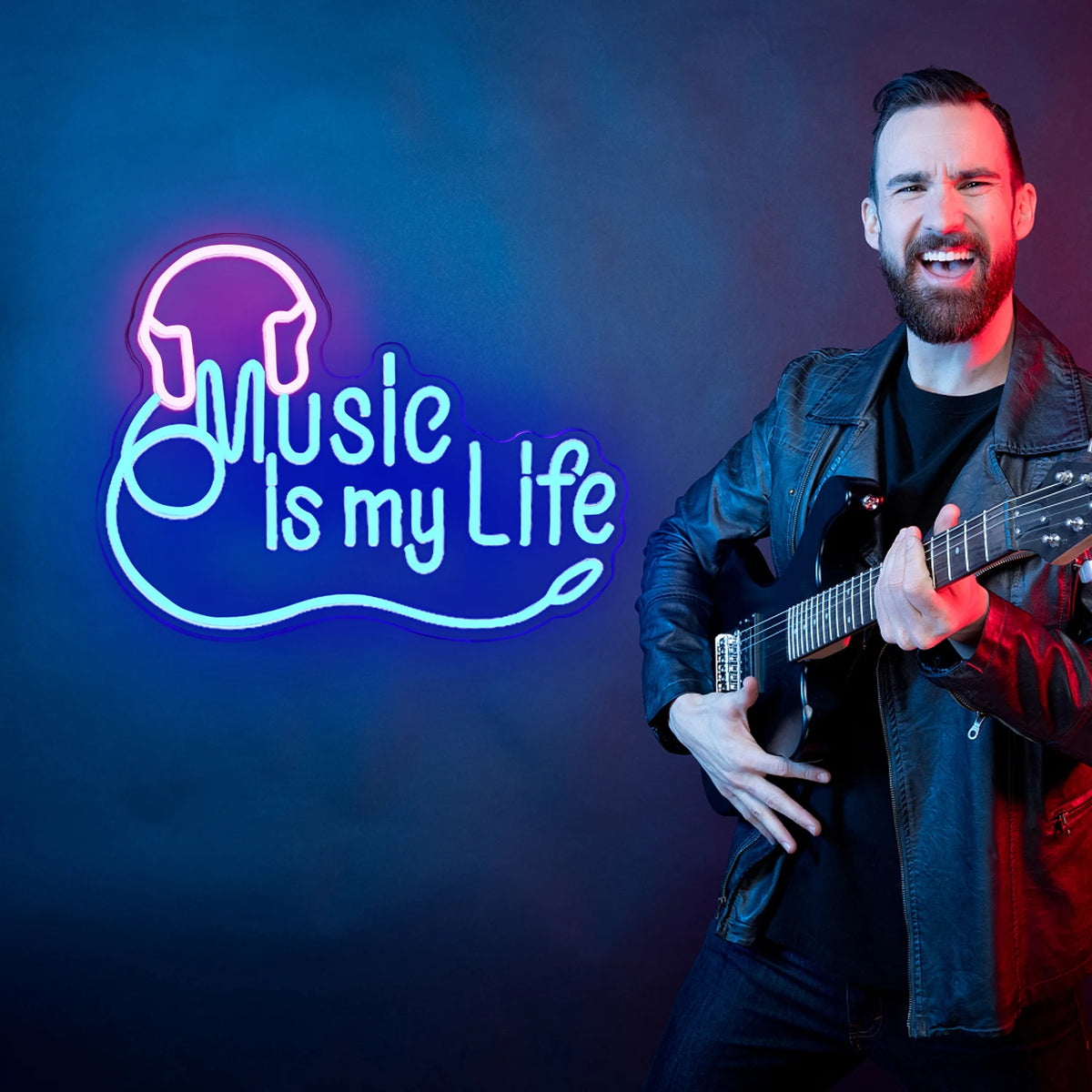 Music is my Life – Casque audio – néon LED (5 V USB)