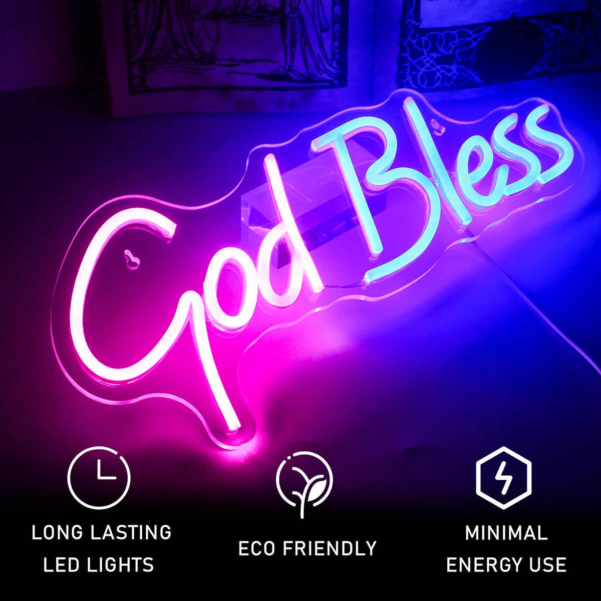 God Bless – néon LED (5 V USB)